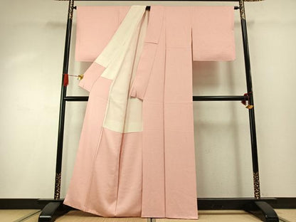 平和屋着物●上質な色無地　花尽くし地紋　虹色　正絹　逸品　未使用　AABG4515fy