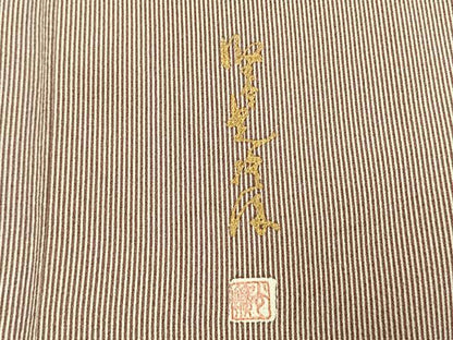 平和屋着物●伝統工芸師　服部光擴　江戸小紋　万筋　紫色×白色　正絹　逸品　AABG4516fy
