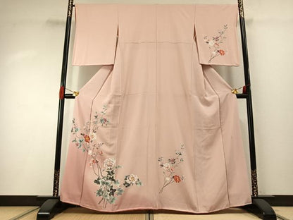 平和屋着物●訪問着　友禅　作家物　枝花文　暈し染め　正絹　逸品　AABG4517fy