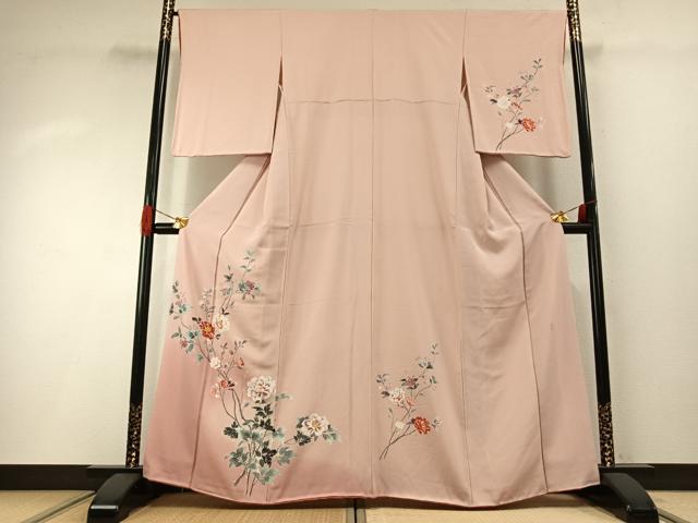 平和屋着物●訪問着　友禅　作家物　枝花文　暈し染め　正絹　逸品　AABG4517fy
