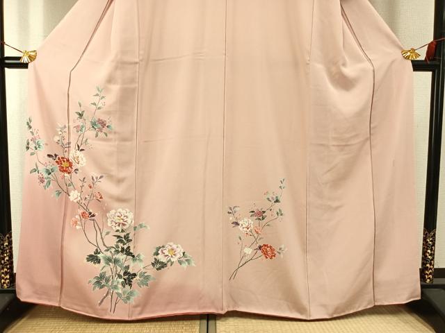 平和屋着物●訪問着　友禅　作家物　枝花文　暈し染め　正絹　逸品　AABG4517fy