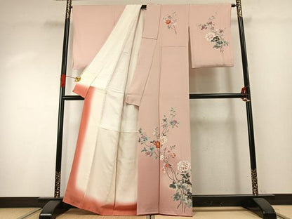 平和屋着物●訪問着　友禅　作家物　枝花文　暈し染め　正絹　逸品　AABG4517fy