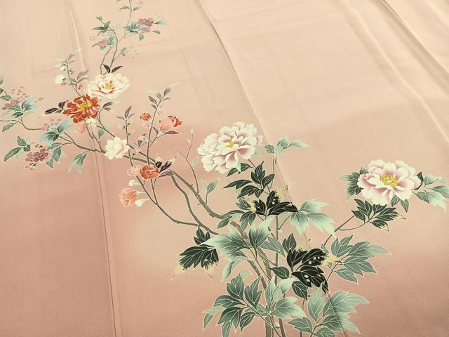 平和屋着物●訪問着　友禅　作家物　枝花文　暈し染め　正絹　逸品　AABG4517fy
