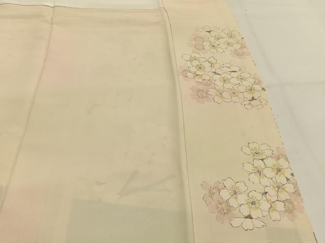 平和屋着物●訪問着　作家物　手描き　枝桜文　暈し染め　正絹　逸品　AABG4519fy
