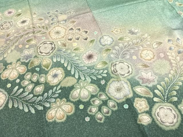 平和屋着物●訪問着　辻が花　暈し染め　金通し地　正絹　逸品　AABG4521fy
