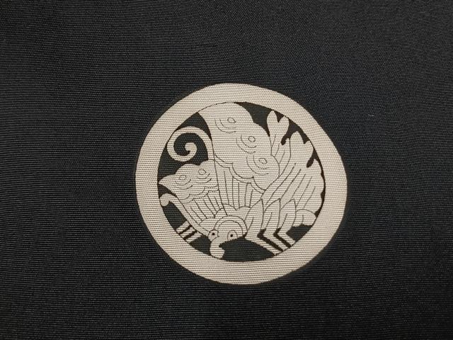 平和屋着物●男性　黒紋付　羽織セット　正絹　逸品　AABG4524fy
