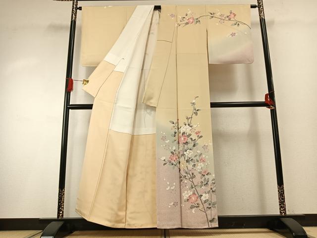 平和屋着物●訪問着　友禅　作家物　淳史　枝花文　暈し染め　正絹　逸品　AABG4525fy
