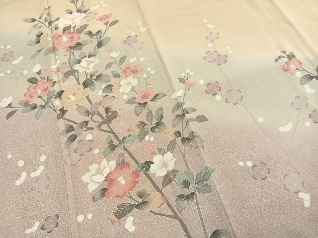 平和屋着物●訪問着　友禅　作家物　淳史　枝花文　暈し染め　正絹　逸品　AABG4525fy