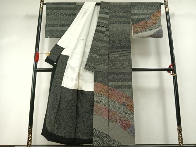 平和屋着物●伝統工芸士 染谷梅治　彫刻師 太田茂夫　訪問着　江戸小紋　更紗花文　百柄　さが美扱い　正絹　逸品　AABG4527fy