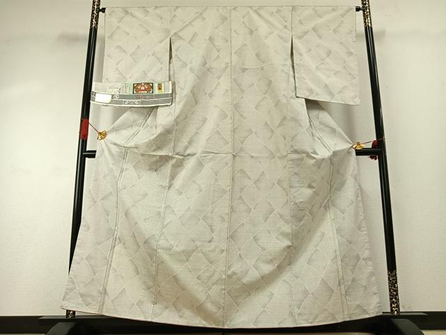 平和屋着物●本場大島紬　白大島　カタス7マルキ　よろけ菱文　株式会社たかし謹製　証紙付き　正絹　逸品　AABG4528fy