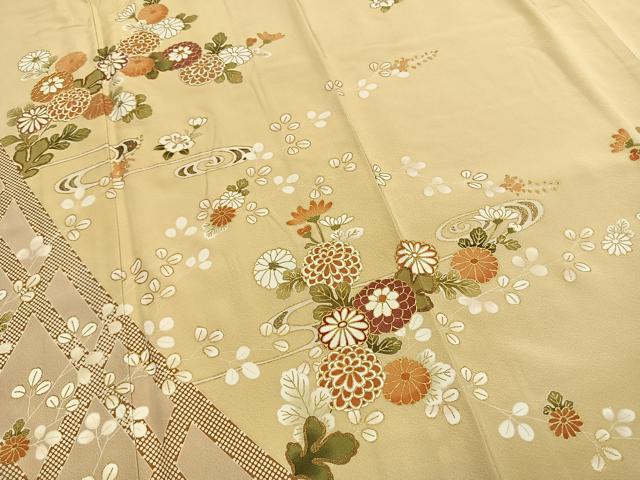 平和屋着物●訪問着　駒刺繍　草花文　金彩　正絹　逸品　AABG4530fy