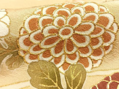 平和屋着物●訪問着　駒刺繍　草花文　金彩　正絹　逸品　AABG4530fy