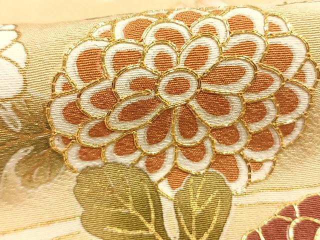 平和屋着物●訪問着　駒刺繍　草花文　金彩　正絹　逸品　AABG4530fy