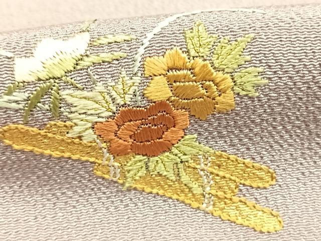 平和屋着物●訪問着　総刺繍　花筏文　鬼しぼ縮緬　正絹　逸品　AABG4532fy