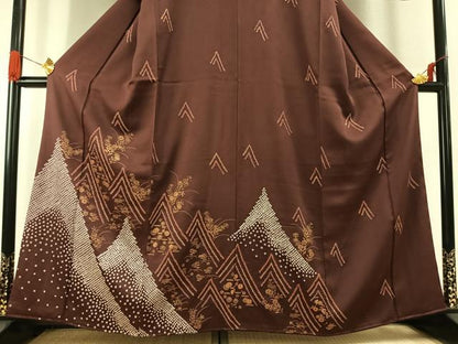 平和屋着物●訪問着　絞り　草花文　金彩　正絹　逸品　AABG4535fy