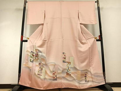 平和屋着物●友禅作家の巨匠　浅井青仁　訪問着　色紙重ね花文　暈し染め　金彩　正絹　逸品　未使用　AABG4537fy