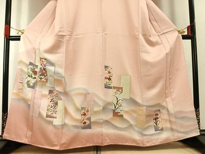 平和屋着物●友禅作家の巨匠　浅井青仁　訪問着　色紙重ね花文　暈し染め　金彩　正絹　逸品　未使用　AABG4537fy