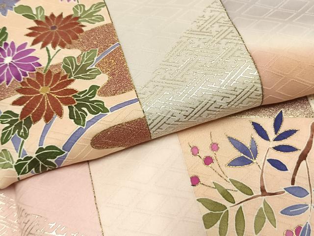 平和屋着物●友禅作家の巨匠　浅井青仁　訪問着　色紙重ね花文　暈し染め　金彩　正絹　逸品　未使用　AABG4537fy
