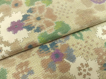 平和屋着物●本場大島紬　一元7マルキ　総絣　草花文　正絹　逸品　未使用　AABG4539fy