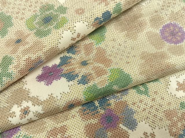 平和屋着物●本場大島紬　一元7マルキ　総絣　草花文　正絹　逸品　未使用　AABG4539fy