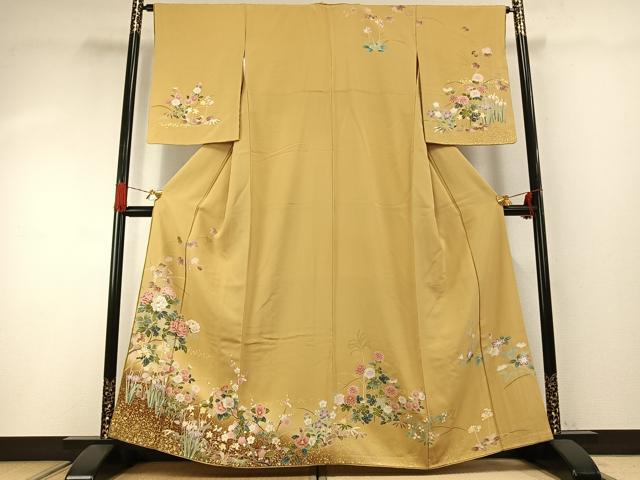 平和屋着物●訪問着　刺繍　枝花文　暈し染め　金彩　正絹　逸品　AABG4541fy