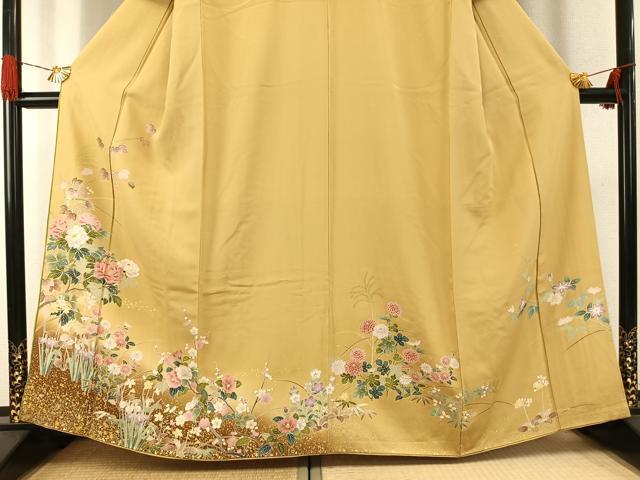 平和屋着物●訪問着　刺繍　枝花文　暈し染め　金彩　正絹　逸品　AABG4541fy