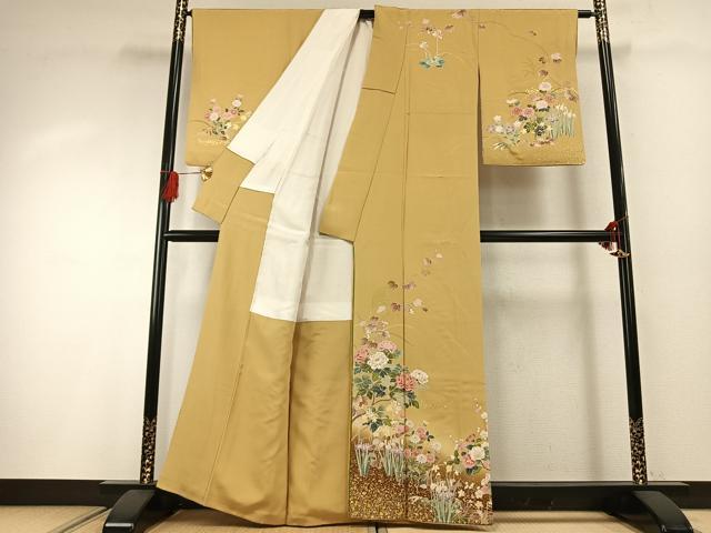 平和屋着物●訪問着　刺繍　枝花文　暈し染め　金彩　正絹　逸品　AABG4541fy