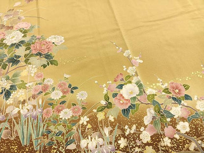 平和屋着物●訪問着　刺繍　枝花文　暈し染め　金彩　正絹　逸品　AABG4541fy