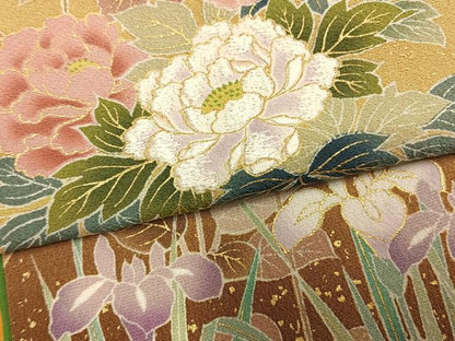 平和屋着物●訪問着　刺繍　枝花文　暈し染め　金彩　正絹　逸品　AABG4541fy