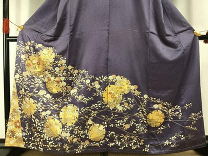 平和屋着物●銀座きしや　色留袖　駒刺繍　雪輪枝花文　金彩　正絹　逸品　未使用　AABG4543fy