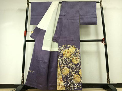 平和屋着物●銀座きしや　色留袖　駒刺繍　雪輪枝花文　金彩　正絹　逸品　未使用　AABG4543fy
