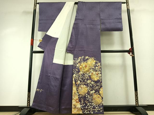 平和屋着物●銀座きしや　色留袖　駒刺繍　雪輪枝花文　金彩　正絹　逸品　未使用　AABG4543fy