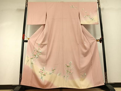平和屋着物●訪問着　友禅　草花文　暈し染め　正絹　逸品　AABG4546fy