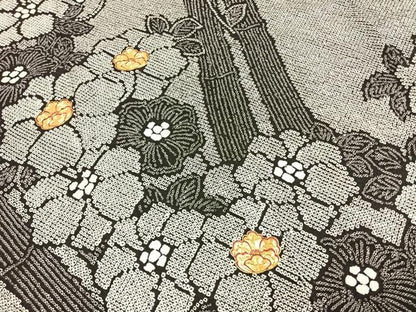 平和屋着物●豪華振袖　駒刺繍　総刺繍　絞り　草花文　黒地　正絹　逸品　AABG4547fy