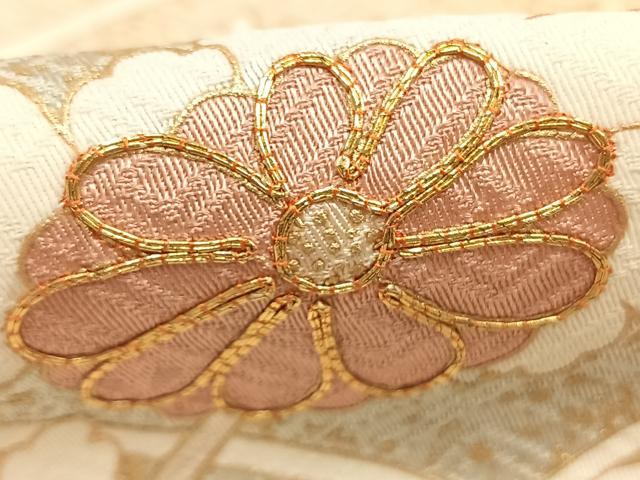 平和屋着物●訪問着　駒刺繍　草花文　暈し染め　金彩　正絹　逸品　AABG4548fy