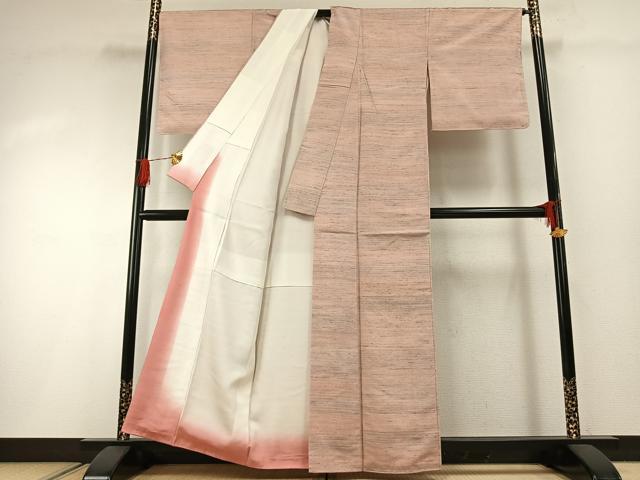 平和屋着物●紅花紬　米沢　霞文　正絹　逸品　AABG4549fy