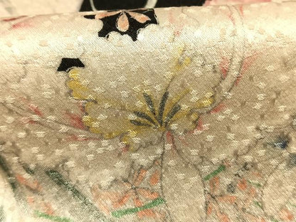 平和屋着物●創業460年・千總　振袖　草花文　銀彩　正絹　逸品　AABG4551fy