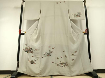 平和屋着物●訪問着　紅型　風景花鳥文　鬼しぼ縮緬　正絹　逸品　AABG4554fy