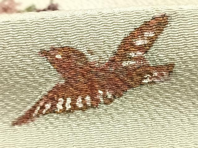 平和屋着物●訪問着　紅型　風景花鳥文　鬼しぼ縮緬　正絹　逸品　AABG4554fy