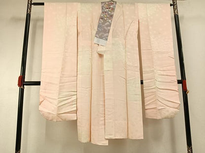 平和屋着物●振袖用長襦袢　無双仕立て　舞花地紋　暈し染め　半衿刺繍　正絹　逸品　AABG4555fy