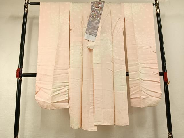 平和屋着物●振袖用長襦袢　無双仕立て　舞花地紋　暈し染め　半衿刺繍　正絹　逸品　AABG4555fy