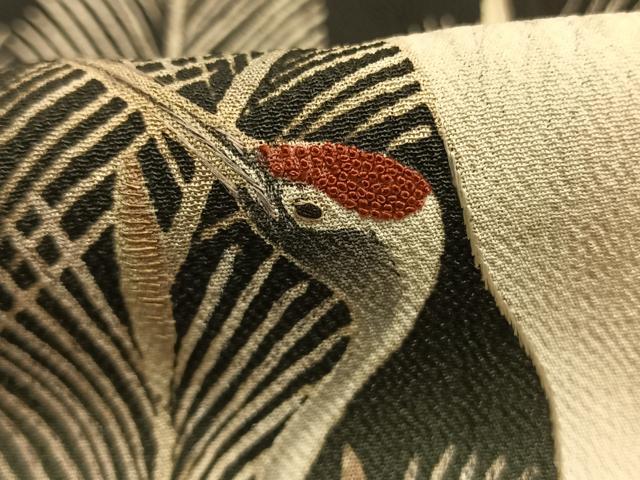平和屋着物●アンティーク　大正ロマン　黒留袖　中国三大刺繍　相良刺繍　花鳥文　暈し染め　正絹　逸品　AABG4557fy
