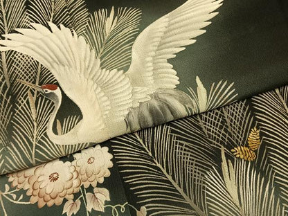 平和屋着物●アンティーク　大正ロマン　黒留袖　中国三大刺繍　相良刺繍　花鳥文　暈し染め　正絹　逸品　AABG4557fy
