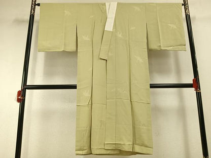 平和屋着物●長襦袢　無双仕立て　折鶴地紋　枯草色　正絹　逸品　AABG4558fy