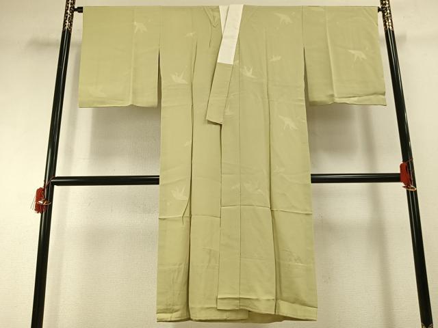 平和屋着物●長襦袢　無双仕立て　折鶴地紋　枯草色　正絹　逸品　AABG4558fy