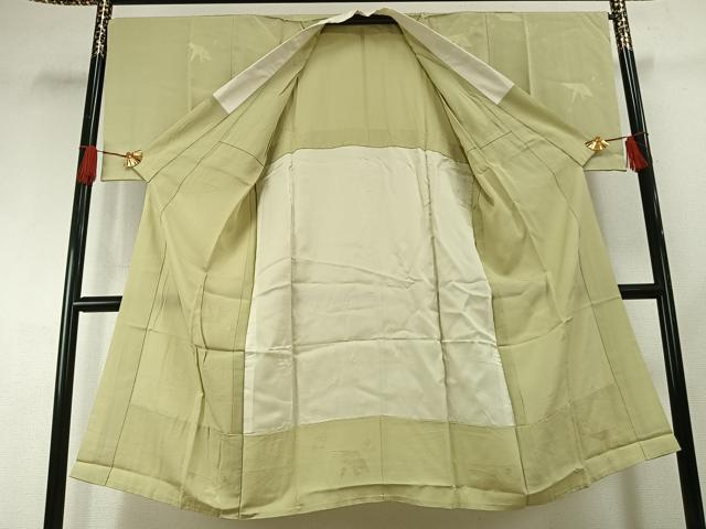 平和屋着物●長襦袢　無双仕立て　折鶴地紋　枯草色　正絹　逸品　AABG4558fy