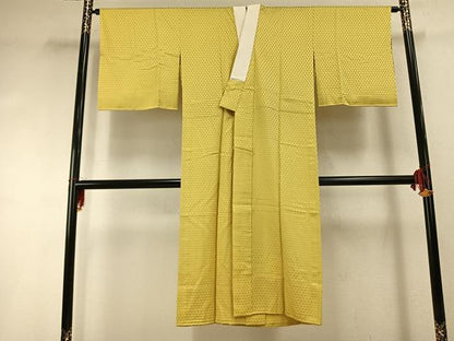 平和屋着物●長襦袢　無双仕立て　鱗地紋　刈安色　正絹　逸品　AABG4561fy