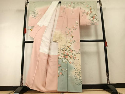 平和屋着物●訪問着　友禅　枝花文　暈し染め　正絹　逸品　AABG4563fy