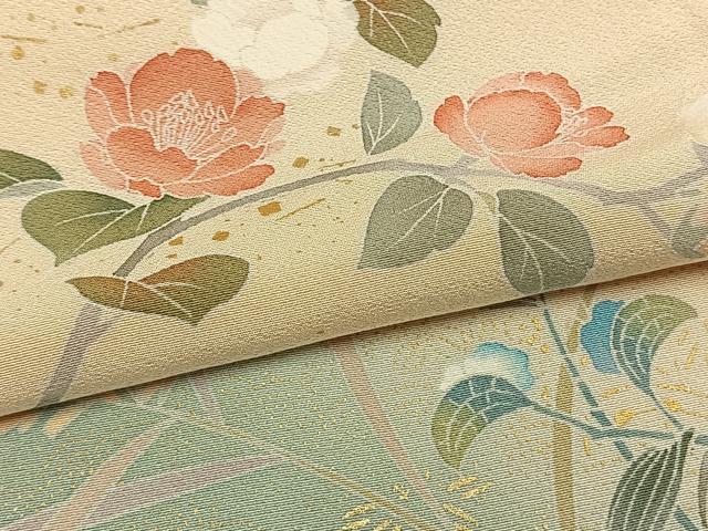 平和屋着物●訪問着　友禅　枝花文　暈し染め　正絹　逸品　AABG4563fy