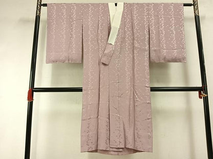 平和屋着物●長襦袢　無双仕立て　舞花地紋　薄柿色　正絹　逸品　AABG4565fy